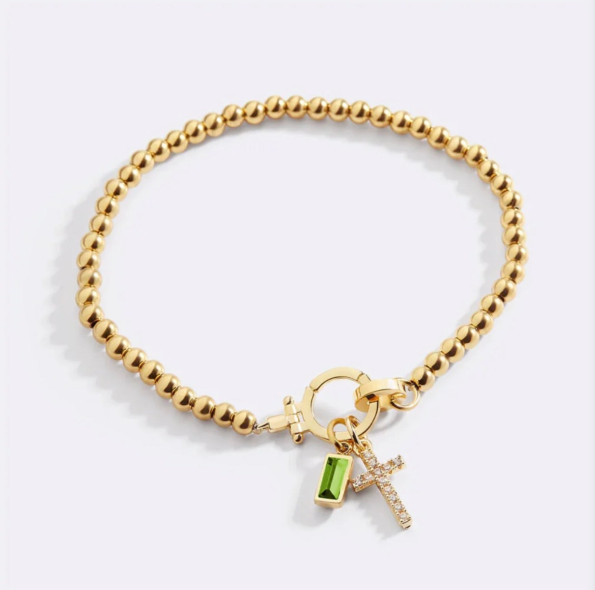 Bracciale con Charm Croce e Pietra di Nascita