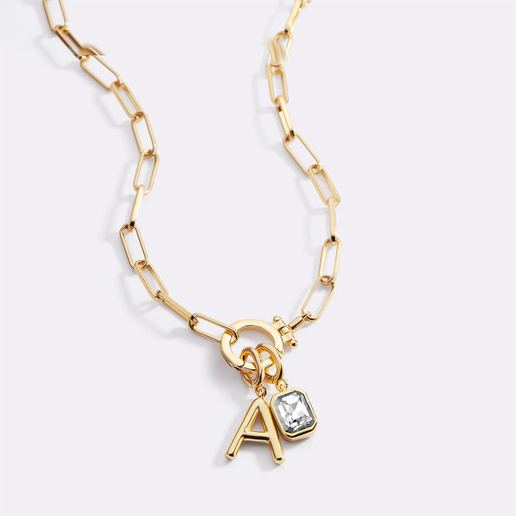 Collana con Iniziale e Charm Pietra di Nascita